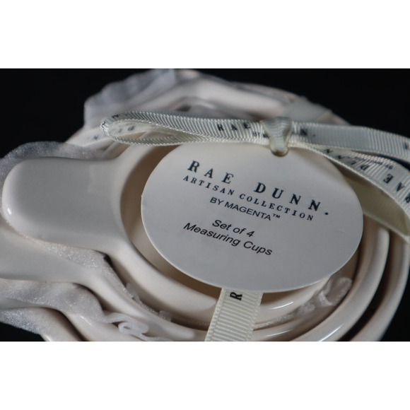 Rae Dunn Artisan White Farmhouse Decor Measuring Cups with Handles Set of 4 NEW - Picture 3 of 5
